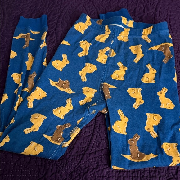 Hanna Andersson Blue Pajamas with Brown and Yellow Bunny Print 130(8) - Picture 7 of 8
